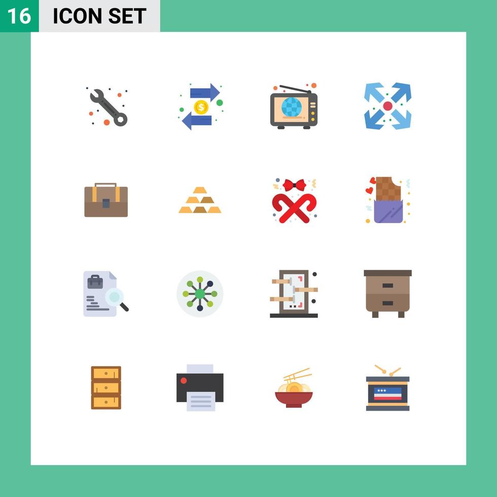 Group of 16 Flat Colors Signs and Symbols for case bag web maximize arrows Editable Pack of Creative Vector Design Elements