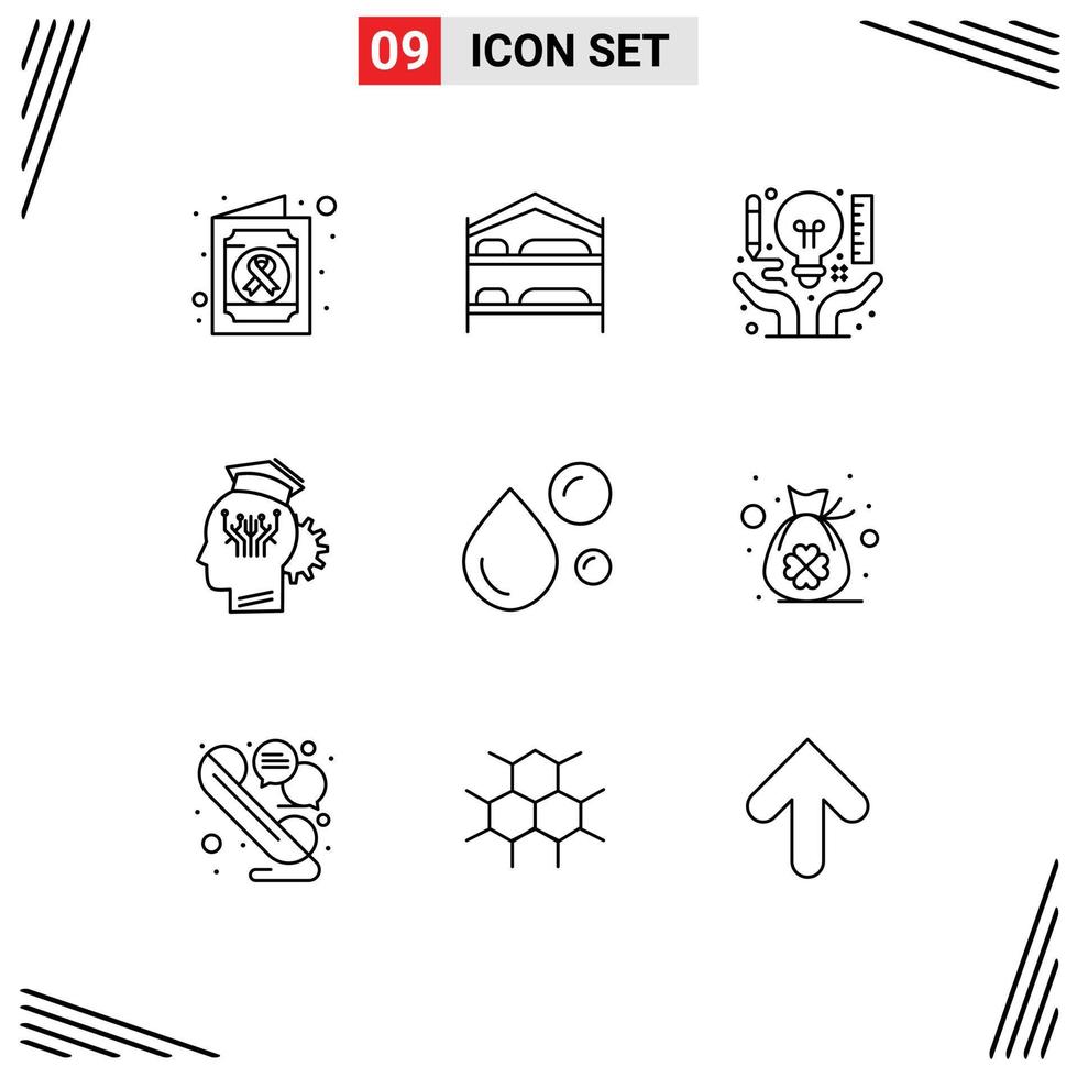 Set of 9 Vector Outlines on Grid for fatty acid smart art sharing knowledge Editable Vector Design Elements