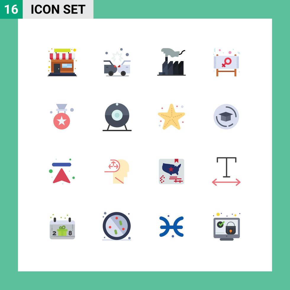 Group of 16 Modern Flat Colors Set for star message despotism day ad Editable Pack of Creative Vector Design Elements