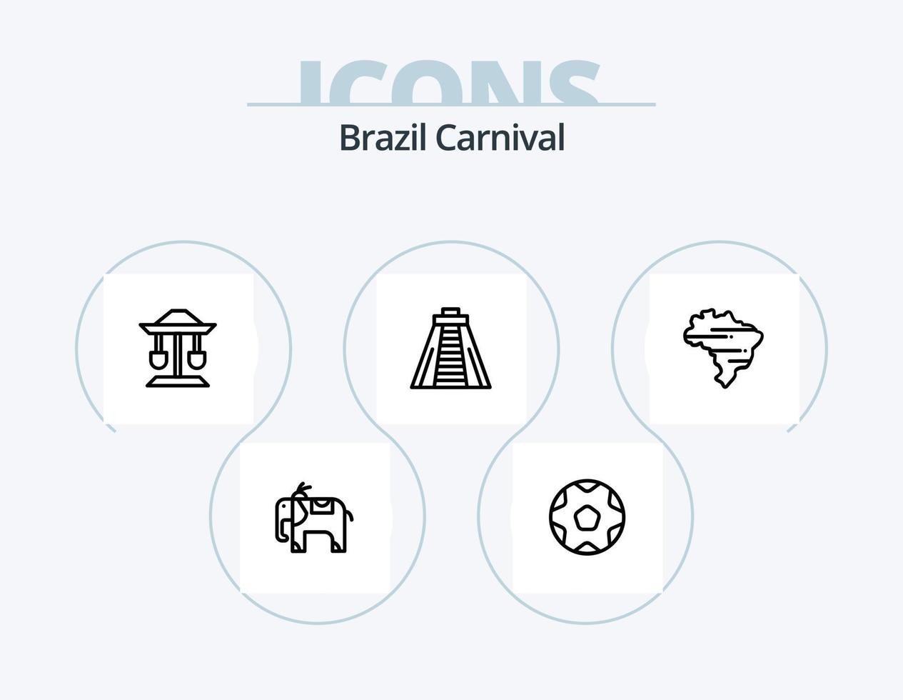 Brazil Carnival Line Icon Pack 5 Icon Design. carnival. brazil. country. animal. celebration vector