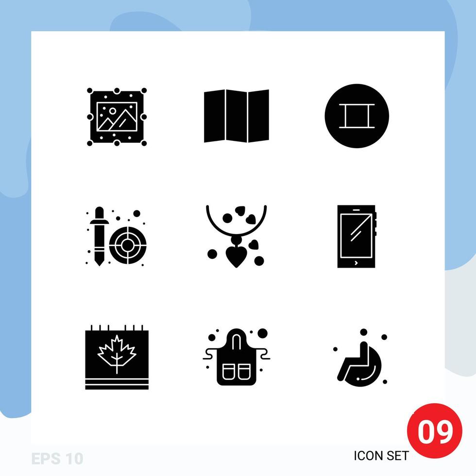 Pack of 9 creative Solid Glyphs of phone mom symbols gift pipette Editable Vector Design Elements