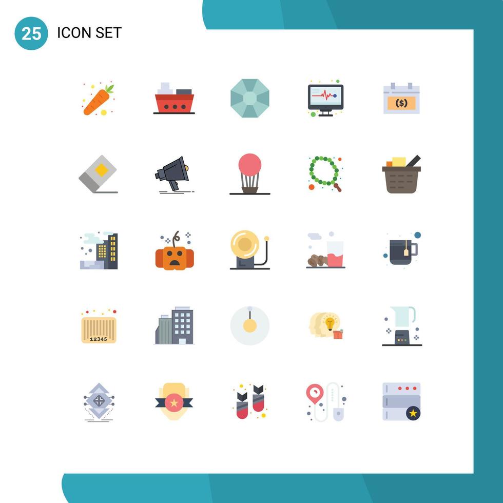 paquete de iconos de vector de stock de 25 signos y símbolos de línea para informes de cita de joya de dólar de fecha elementos de diseño de vector editables