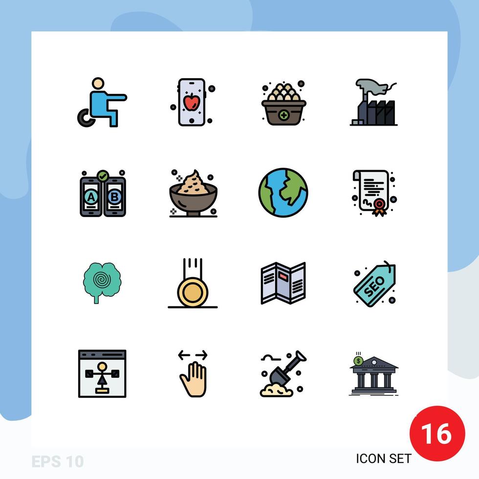 16 User Interface Flat Color Filled Line Pack of modern Signs and Symbols of mobile development egg lobbying domination Editable Creative Vector Design Elements