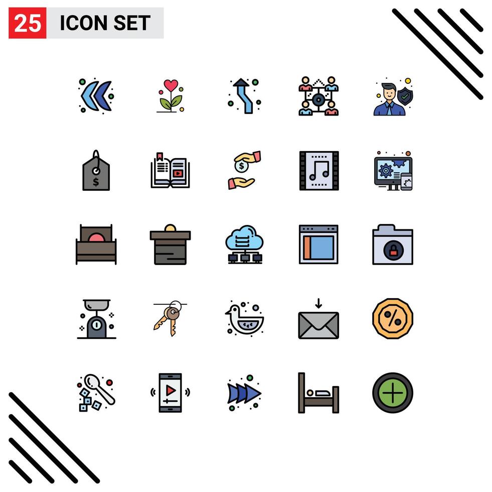 grupo de símbolos de iconos universales de 25 colores planos de líneas llenas modernas de perfil compartir flechas personas negocios elementos de diseño vectorial editables vector