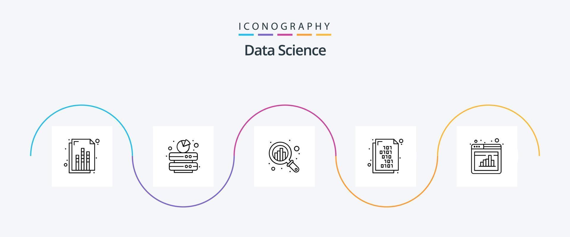 Data Science Line 5 Icon Pack Including web. analytics. analysis. document. abstract technology vector