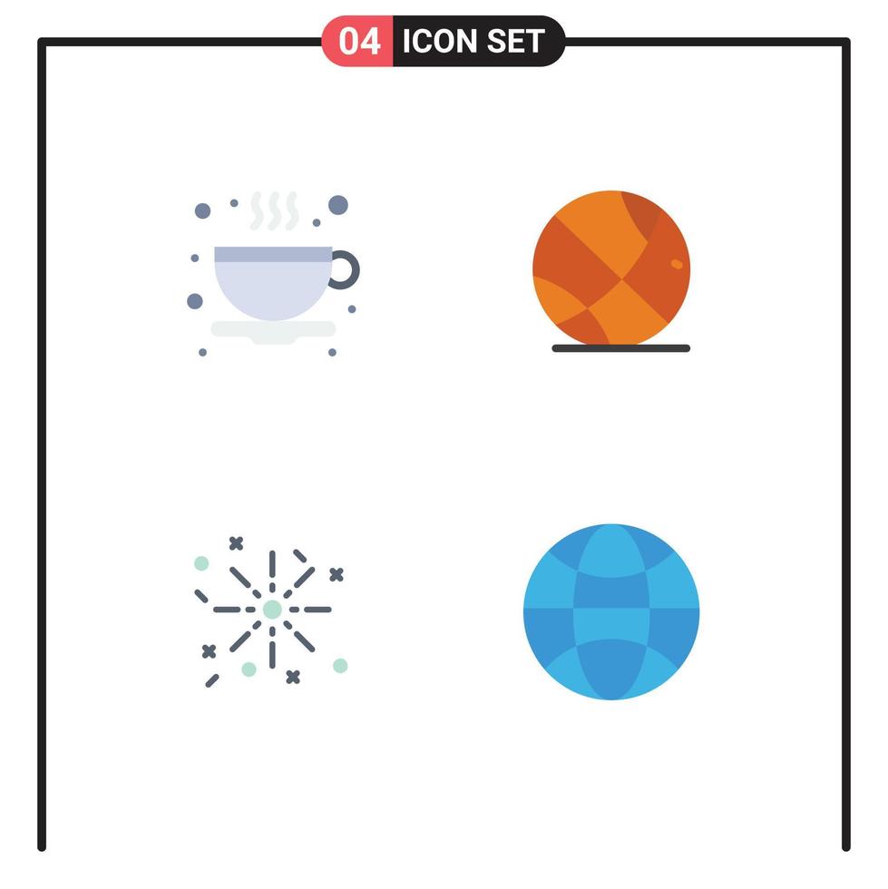 User Interface Pack of 4 Basic Flat Icons of tea globe sport fire science Editable Vector Design Elements