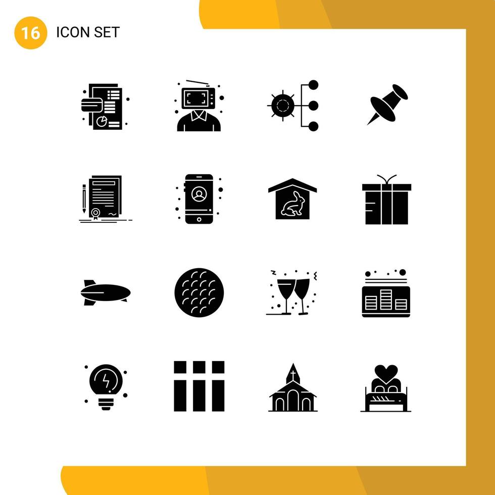 Stock Vector Icon Pack of 16 Line Signs and Symbols for mark marker man organization corporate Editable Vector Design Elements