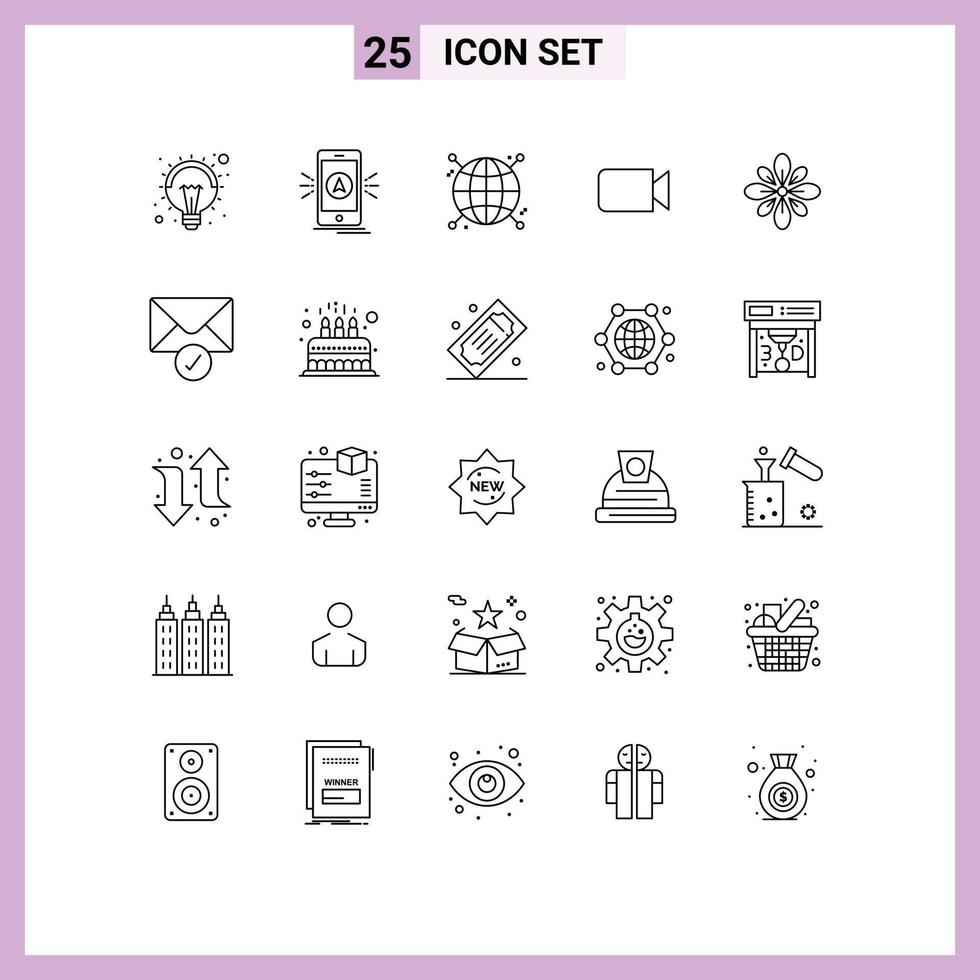 Group of 25 Lines Signs and Symbols for celebrate basic location image network Editable Vector Design Elements