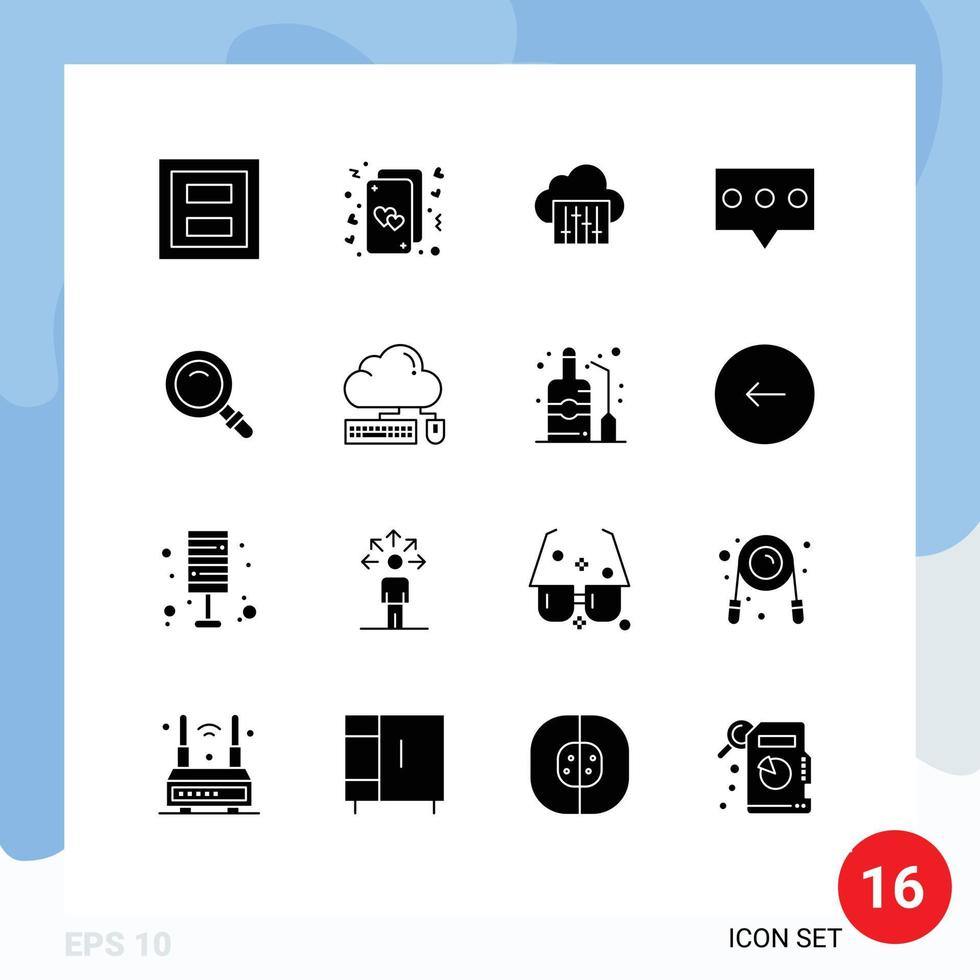 Set of 16 Modern UI Icons Symbols Signs for find comment life bubble music Editable Vector Design Elements