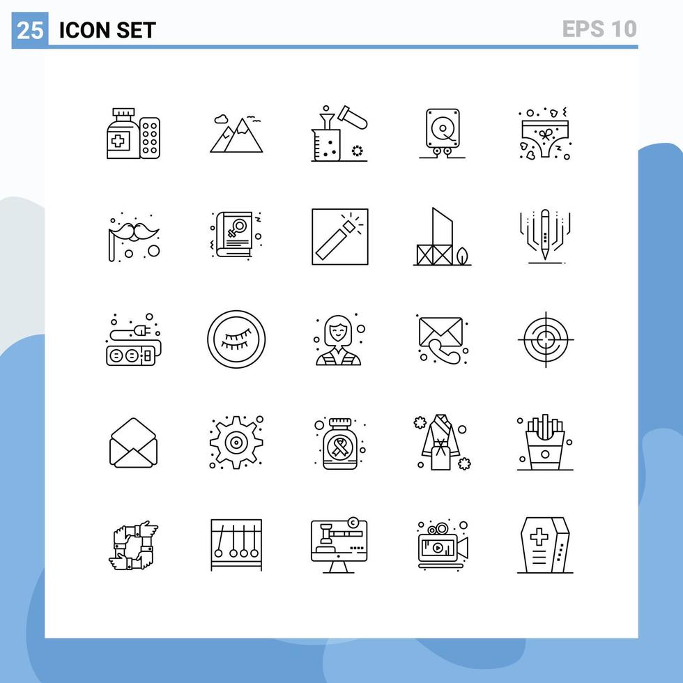 Set of 25 Modern UI Icons Symbols Signs for clothing computing chemical audio test Editable Vector Design Elements