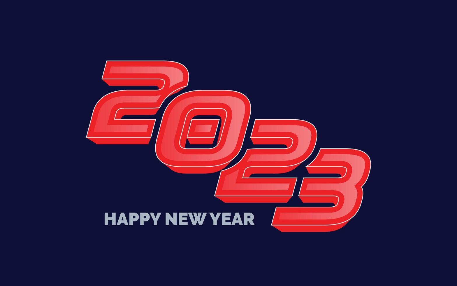 Happy new year 2023 Glossy Typography logo design vector