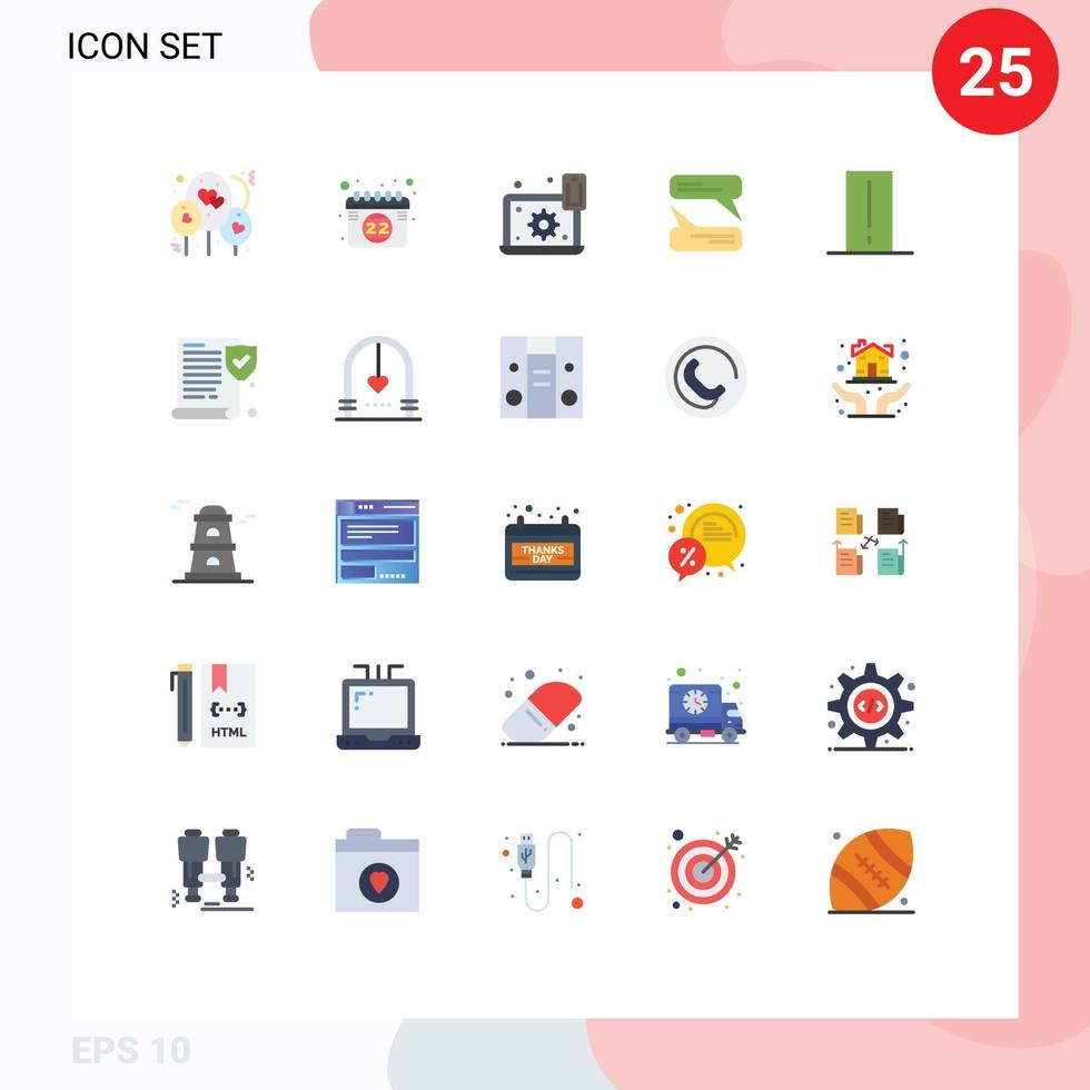 Modern Set of 25 Flat Colors and symbols such as electronics biology meter laptop texting chatting Editable Vector Design Elements