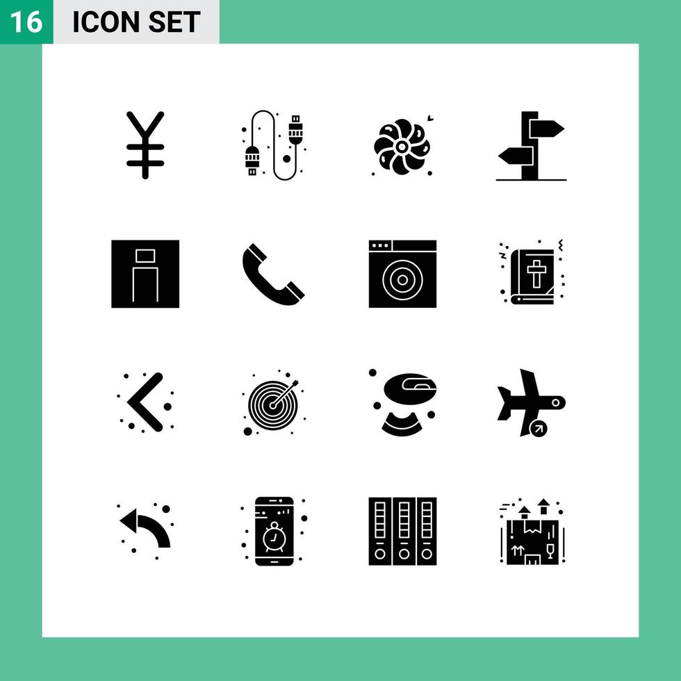 Set of 16 Commercial Solid Glyphs pack for user men summer man signpost Editable Vector Design Elements