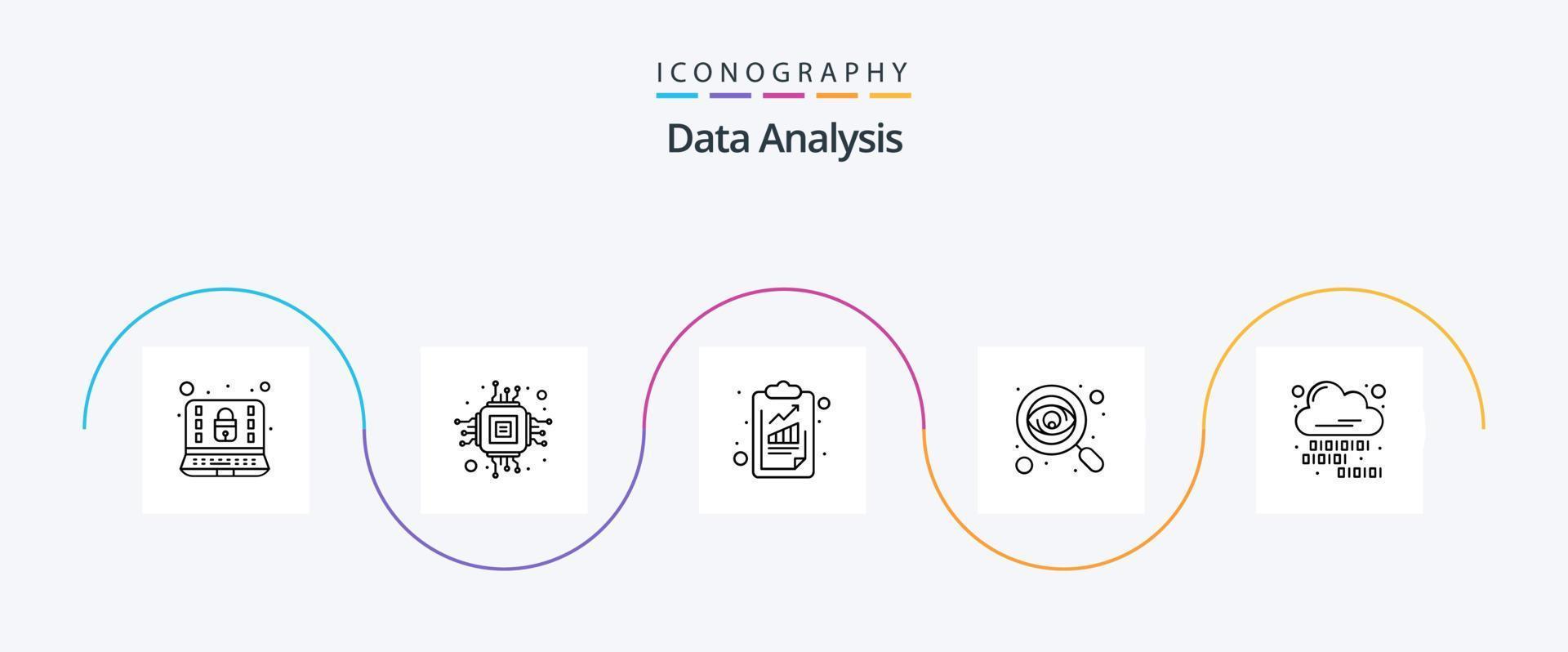 Data Analysis Line 5 Icon Pack Including search. monitoring. data. data. seo vector