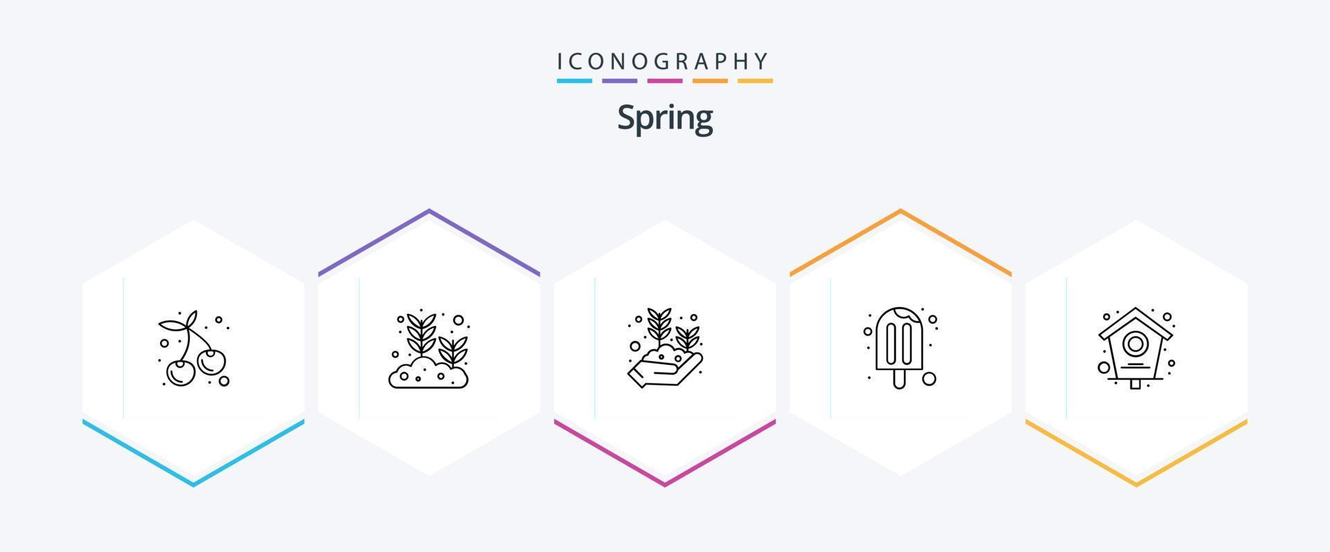 Spring 25 Line icon pack including bird. spring. leaf. season. cream vector