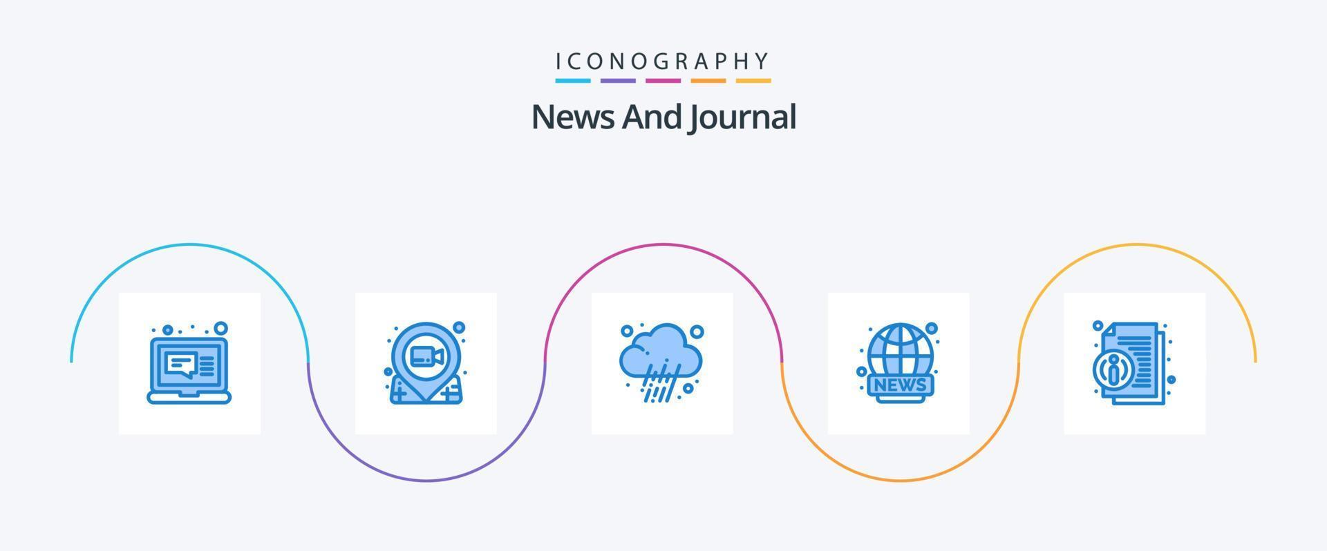 News Blue 5 Icon Pack Including about. live. pushpin. broadcasting. weather vector