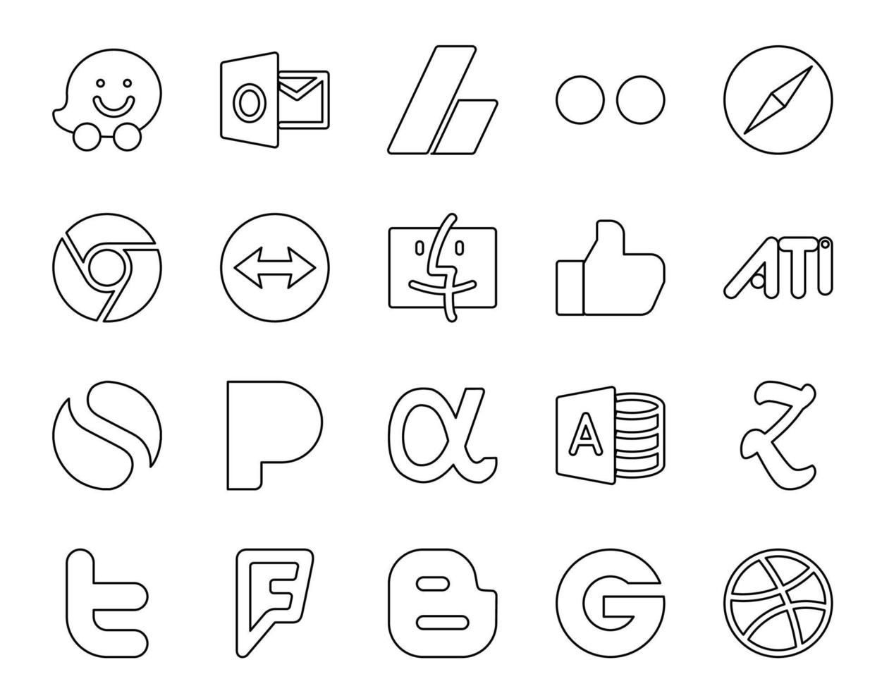 20 Social Media Icon Pack Including twitter microsoft access teamviewer app net simple vector