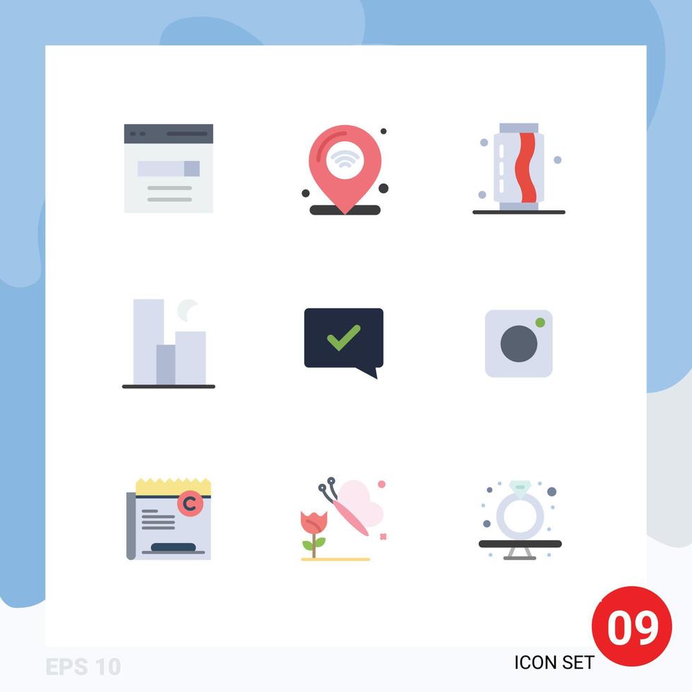 Universal Icon Symbols Group of 9 Modern Flat Colors of moon city iot soda fast Editable Vector Design Elements