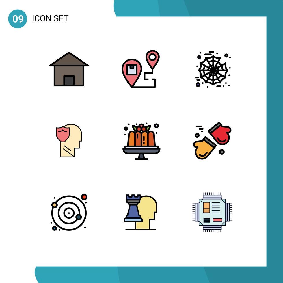 conjunto de 9 iconos de ui modernos símbolos signos para datos mapa masculino elementos de diseño de vector editable web seguro