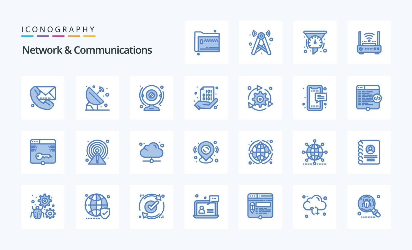 25 Network And Communications Blue icon pack vector