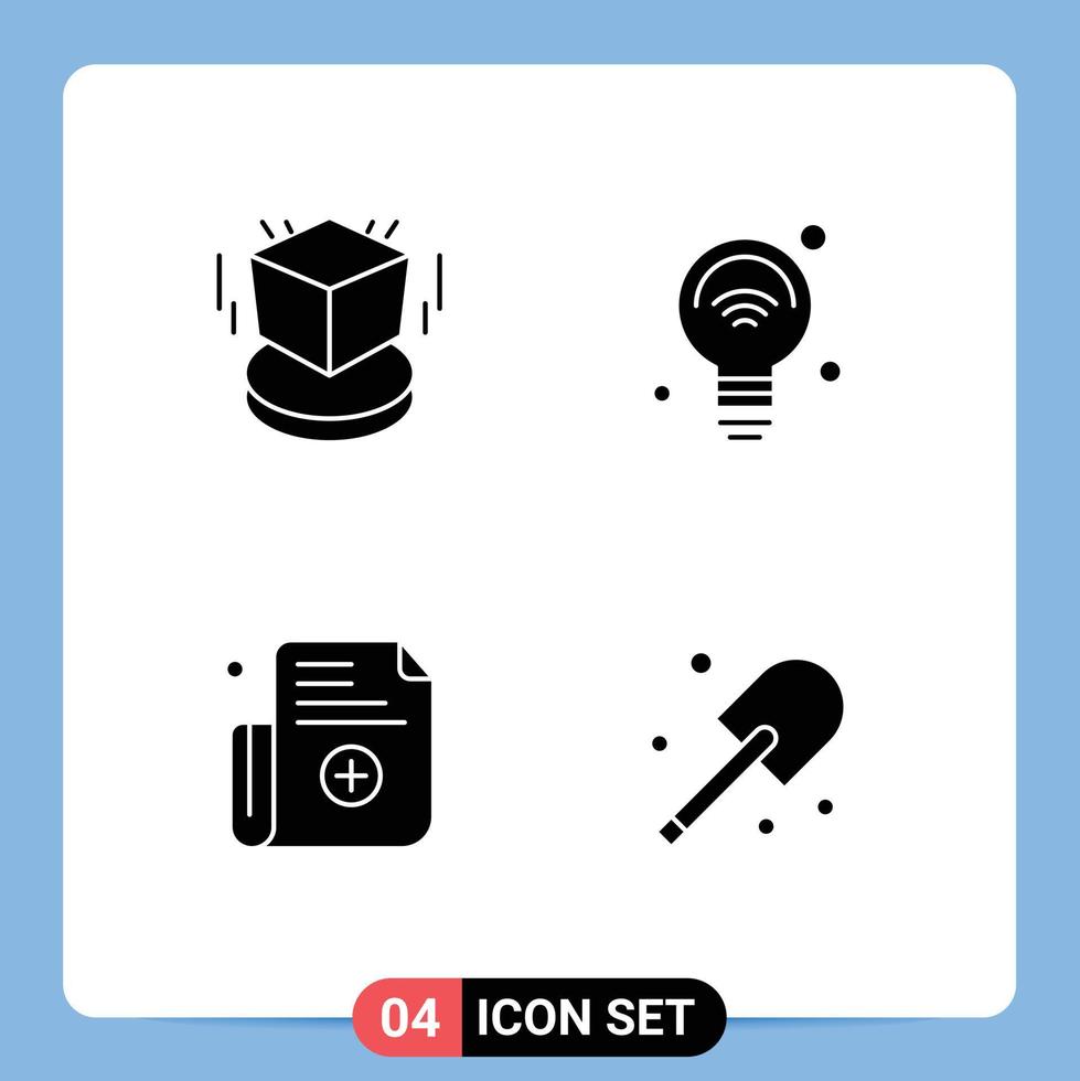 4 Universal Solid Glyph Signs Symbols of box form design internet of things register Editable Vector Design Elements