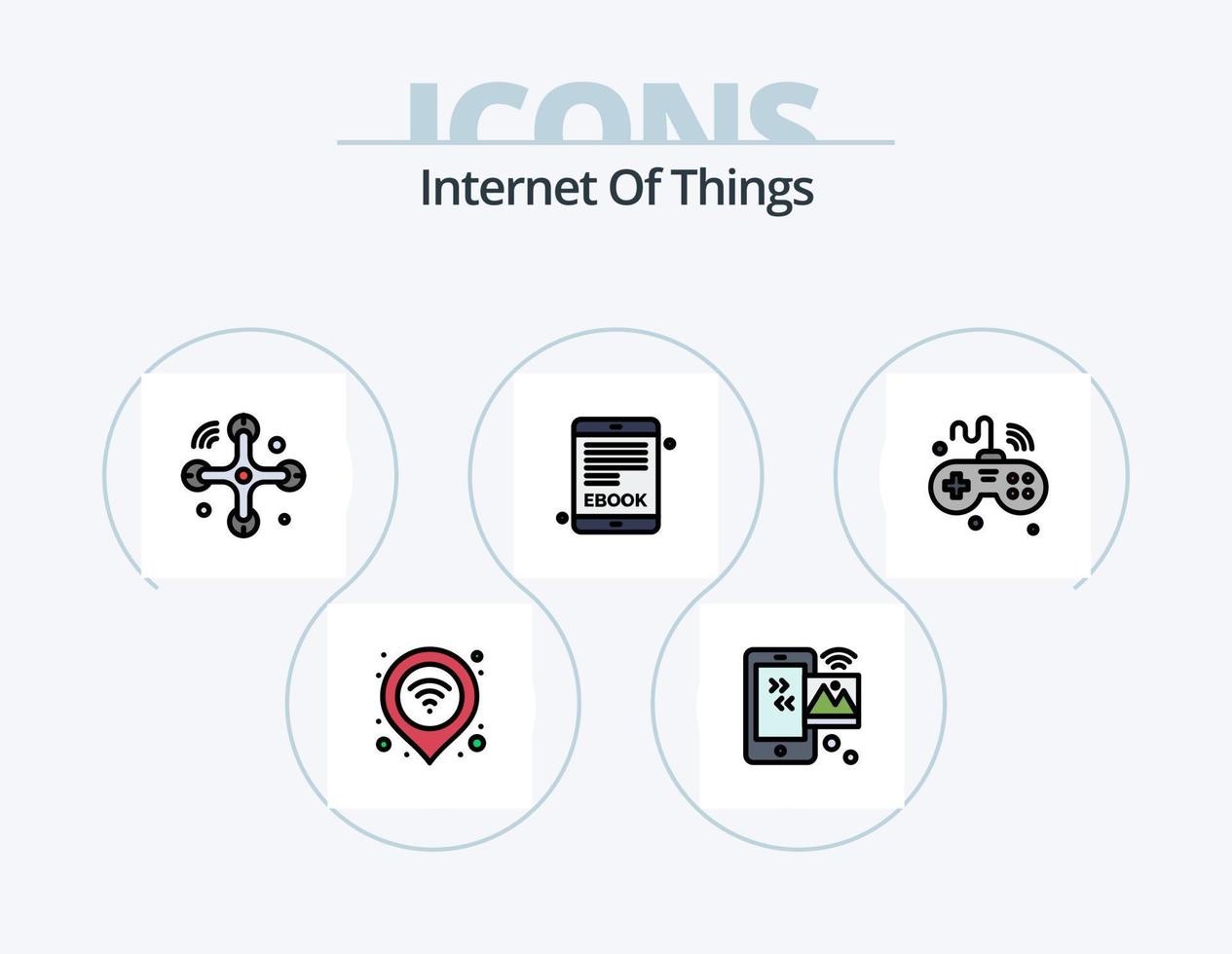 internet de las cosas paquete de iconos llenos de línea 5 diseño de iconos. iot cámara. señal. Wifi. máquina vector