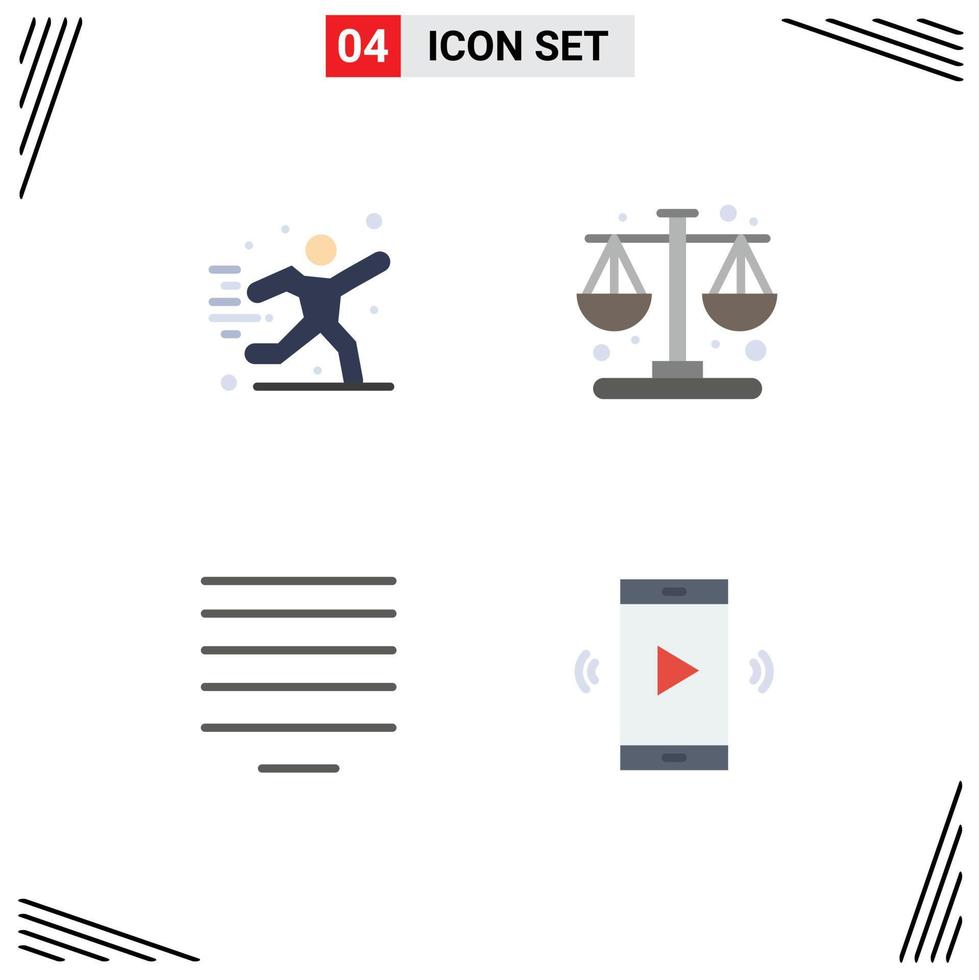 Mobile Interface Flat Icon Set of 4 Pictograms of hobbies center football time amplifier Editable Vector Design Elements