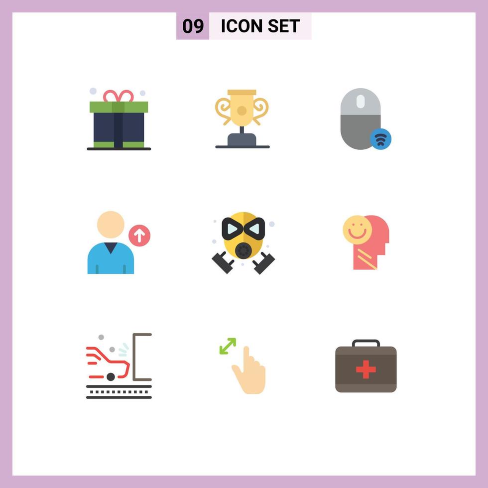 9 Universal Flat Colors Set for Web and Mobile Applications mask fire devices user avatar Editable Vector Design Elements