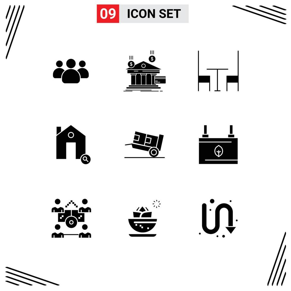 Set of 9 Modern UI Icons Symbols Signs for delivery house money find buildings Editable Vector Design Elements