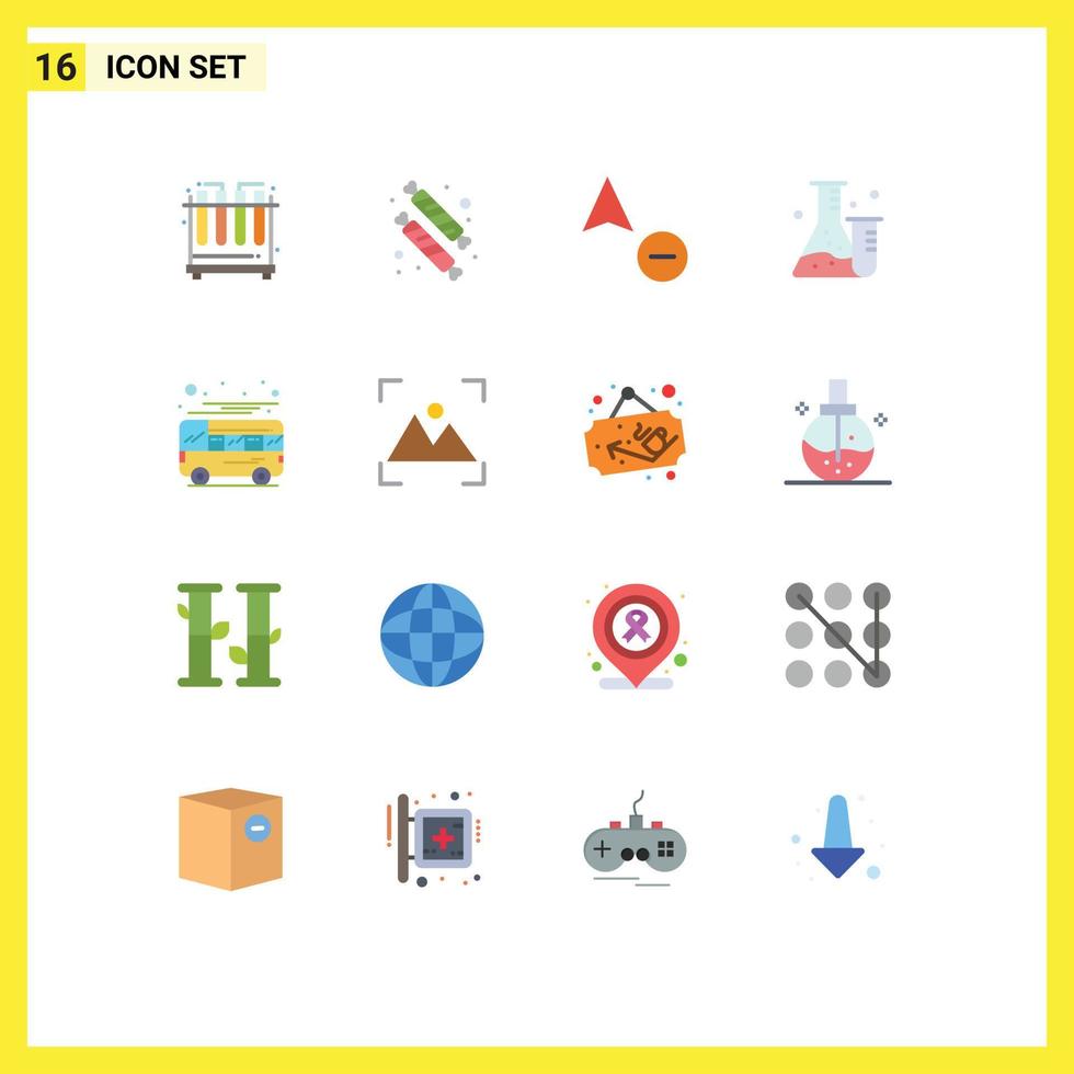 Modern Set of 16 Flat Colors and symbols such as local bus copy autobus lab Editable Pack of Creative Vector Design Elements