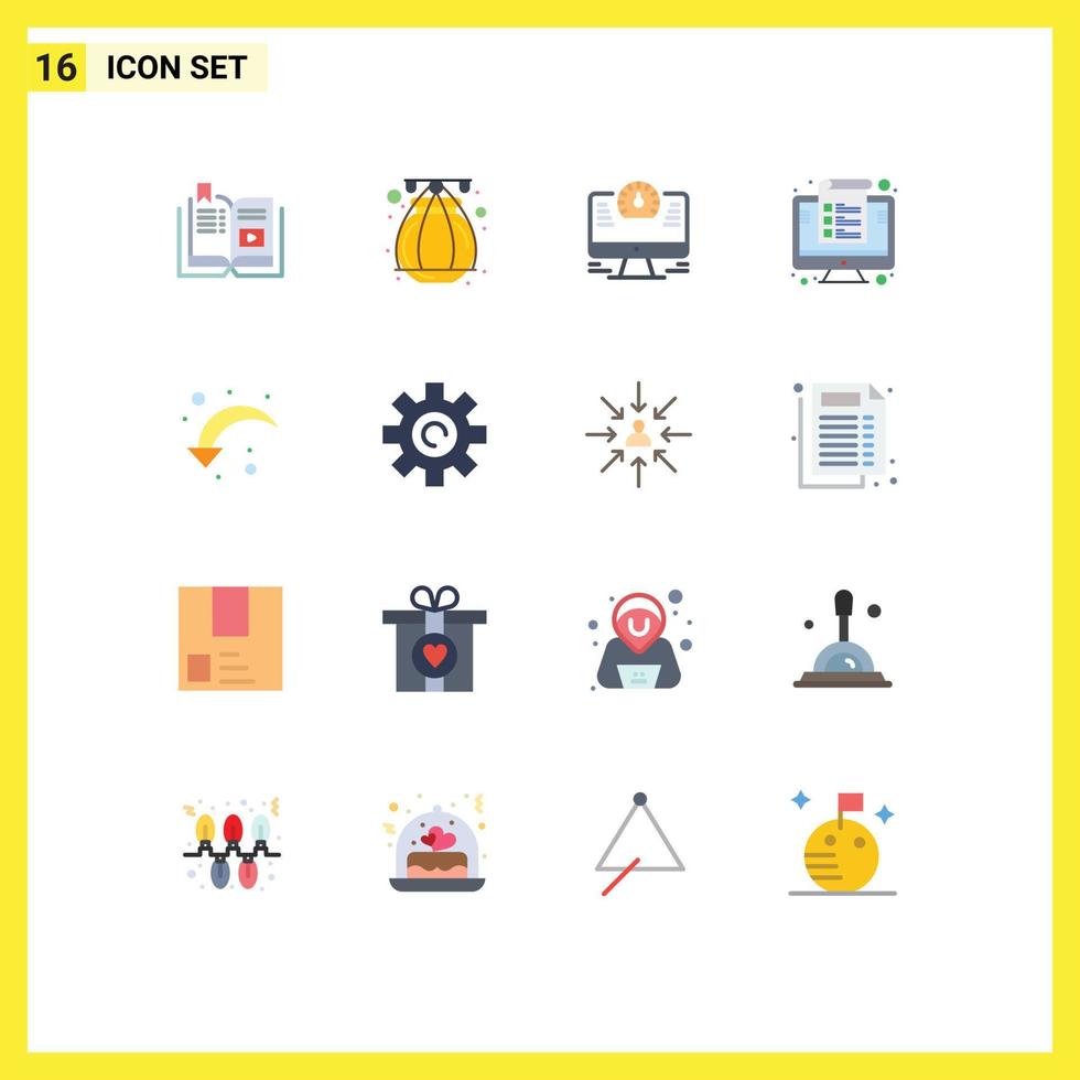 Pictogram Set of 16 Simple Flat Colors of refresh management computer invoice computer Editable Pack of Creative Vector Design Elements