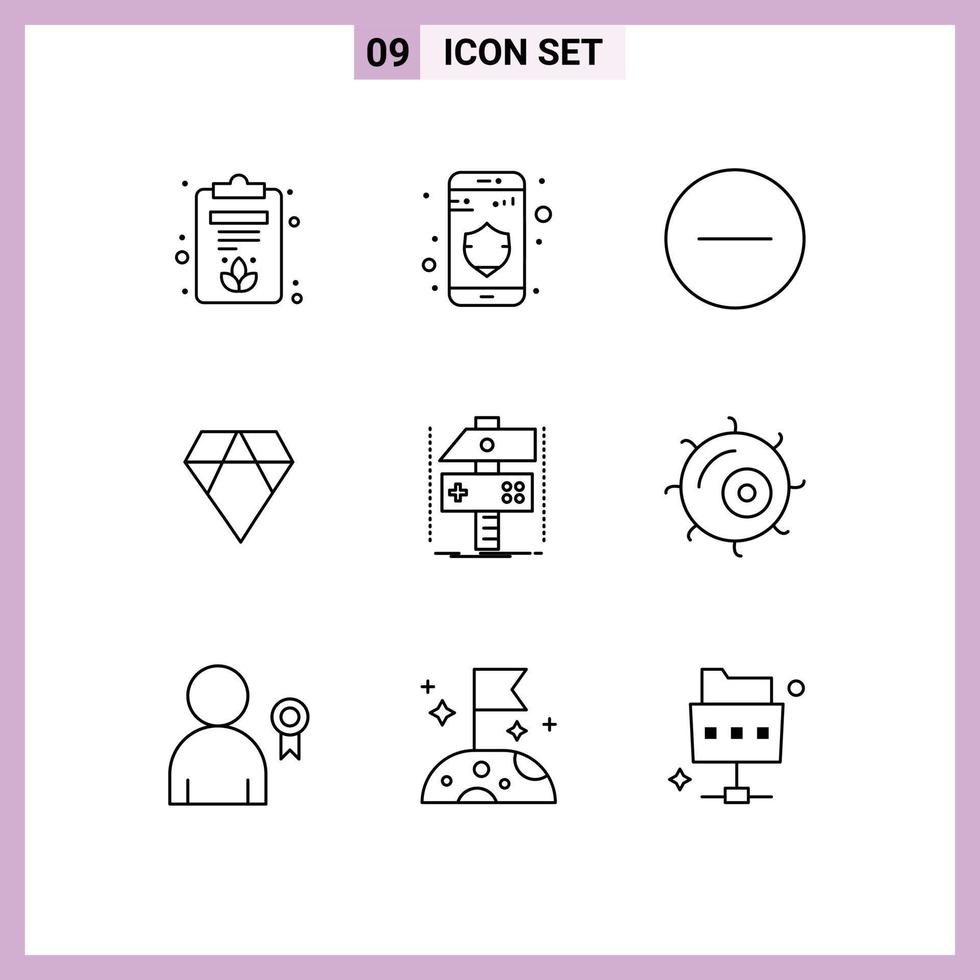 Modern Set of 9 Outlines and symbols such as developer craft media player build crypto Editable Vector Design Elements