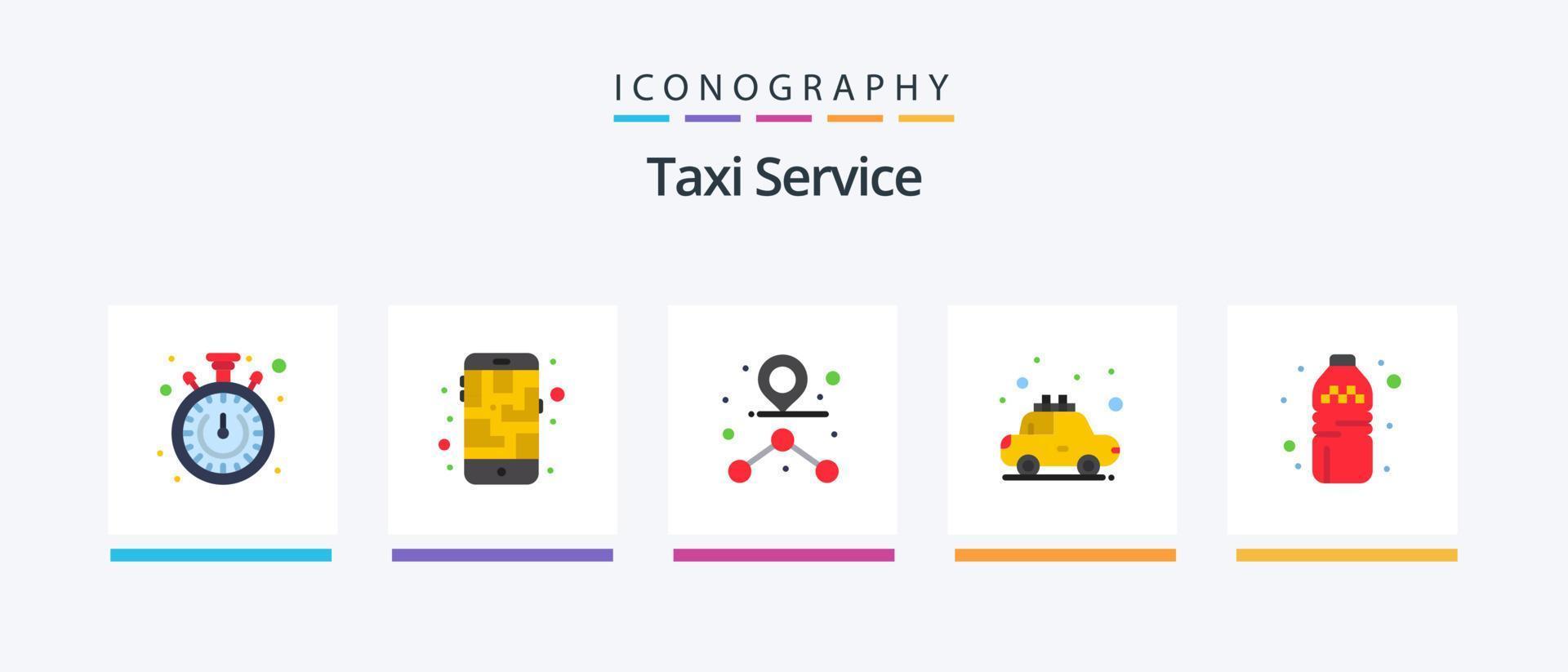 Taxi Service Flat 5 Icon Pack Including . drink. path. bottle. transport. Creative Icons Design vector