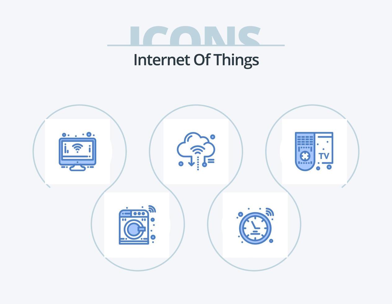 internet de las cosas paquete de iconos azul 5 diseño de iconos. control. nube. monitor. nube. iot vector