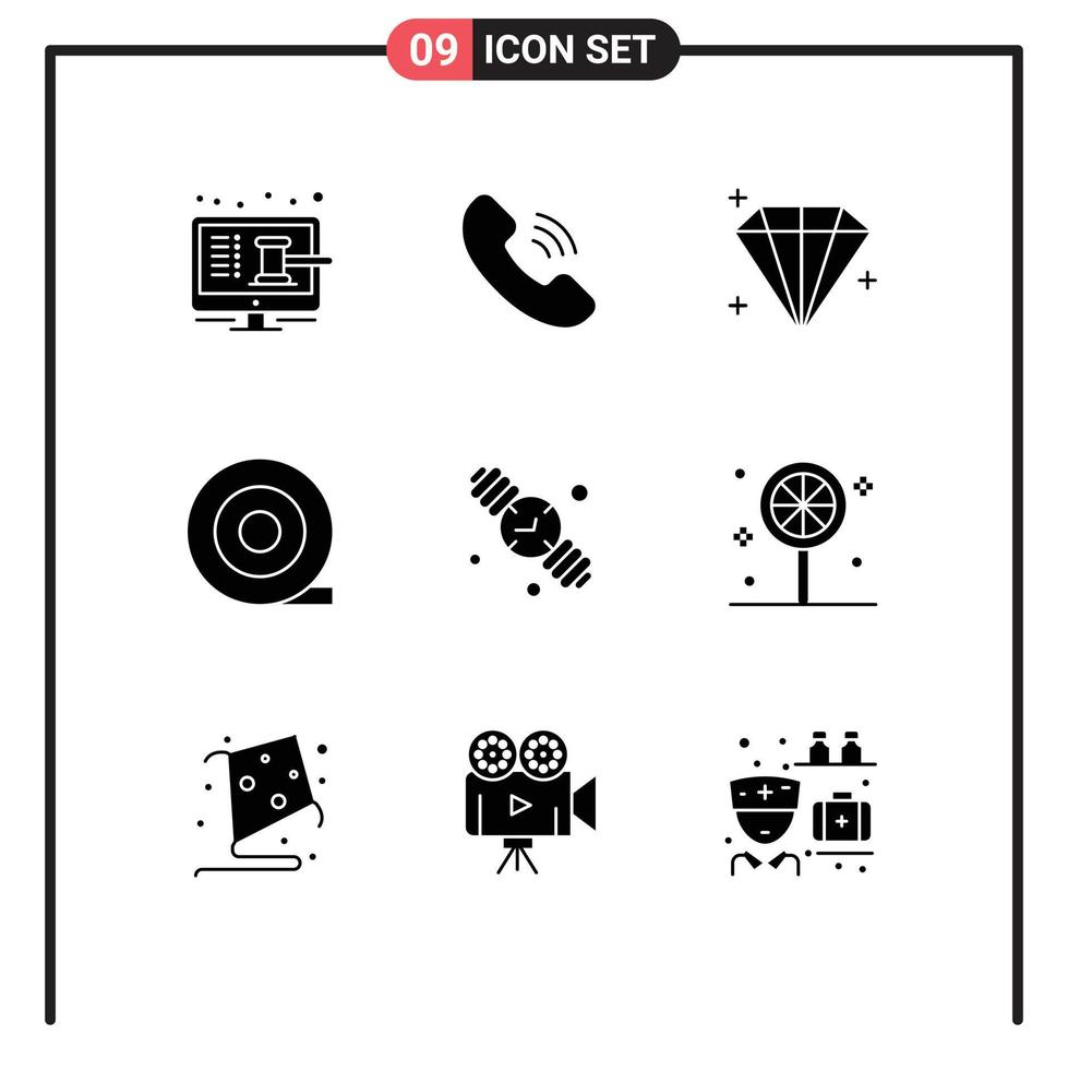 paquete de iconos de vector de stock de 9 signos y símbolos de línea para elementos de diseño de vector editables de reloj de mano de halloween reloj de día de padre de diamante
