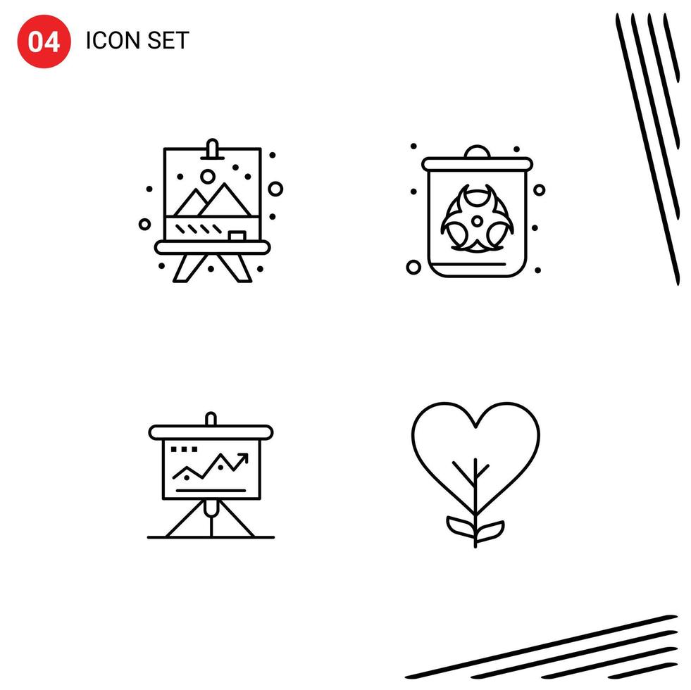 Set of 4 Modern UI Icons Symbols Signs for board business paint pollution marketing Editable Vector Design Elements