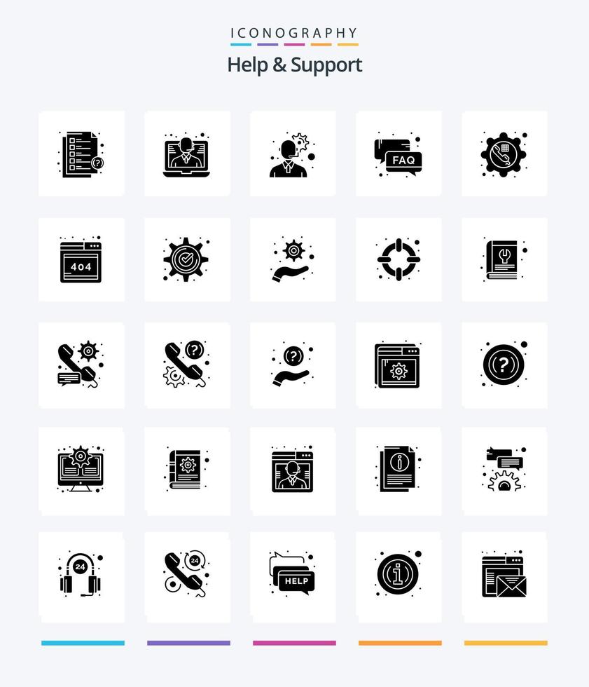 Creative Help And Support 25 Glyph Solid Black icon pack  Such As call. email. customer service. support. help vector