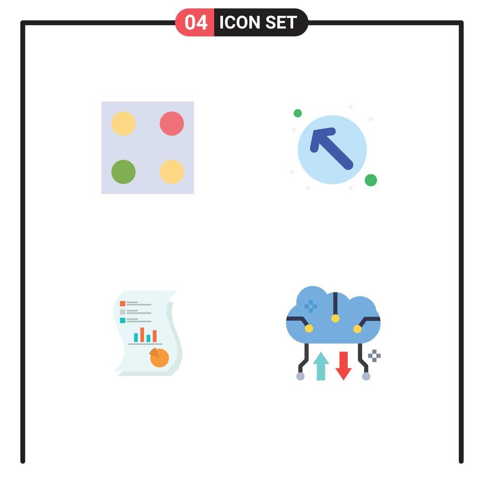 Group of 4 Modern Flat Icons Set for electro business arrow up left marketing Editable Vector Design Elements