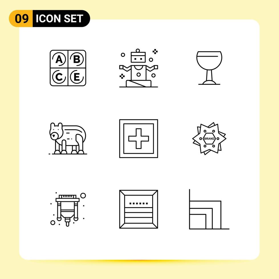 Modern Set of 9 Outlines Pictograph of question info drink help polar Editable Vector Design Elements