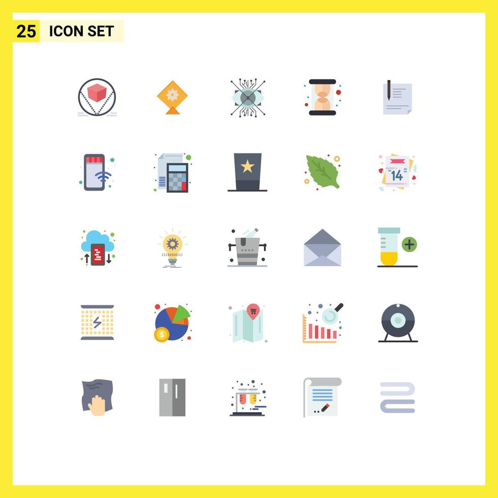 25 Thematic Vector Flat Colors and Editable Symbols of page document cyber contract loading Editable Vector Design Elements