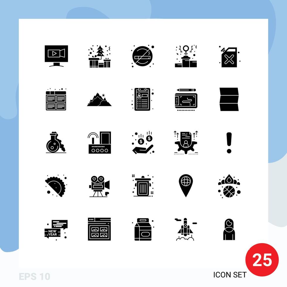 conjunto de 25 iconos de interfaz de usuario modernos símbolos signos para elementos de diseño vectorial editables de potencia de salud de podio de caña vector