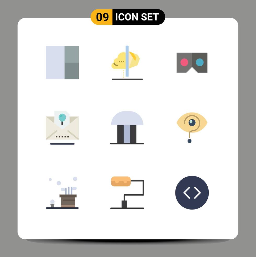 Modern Set of 9 Flat Colors and symbols such as court of law court vr building kid Editable Vector Design Elements