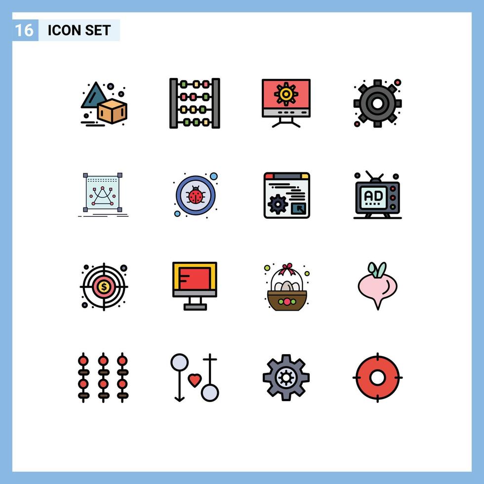 Universal Icon Symbols Group of 16 Modern Flat Color Filled Lines of fixing resize design object edit Editable Creative Vector Design Elements