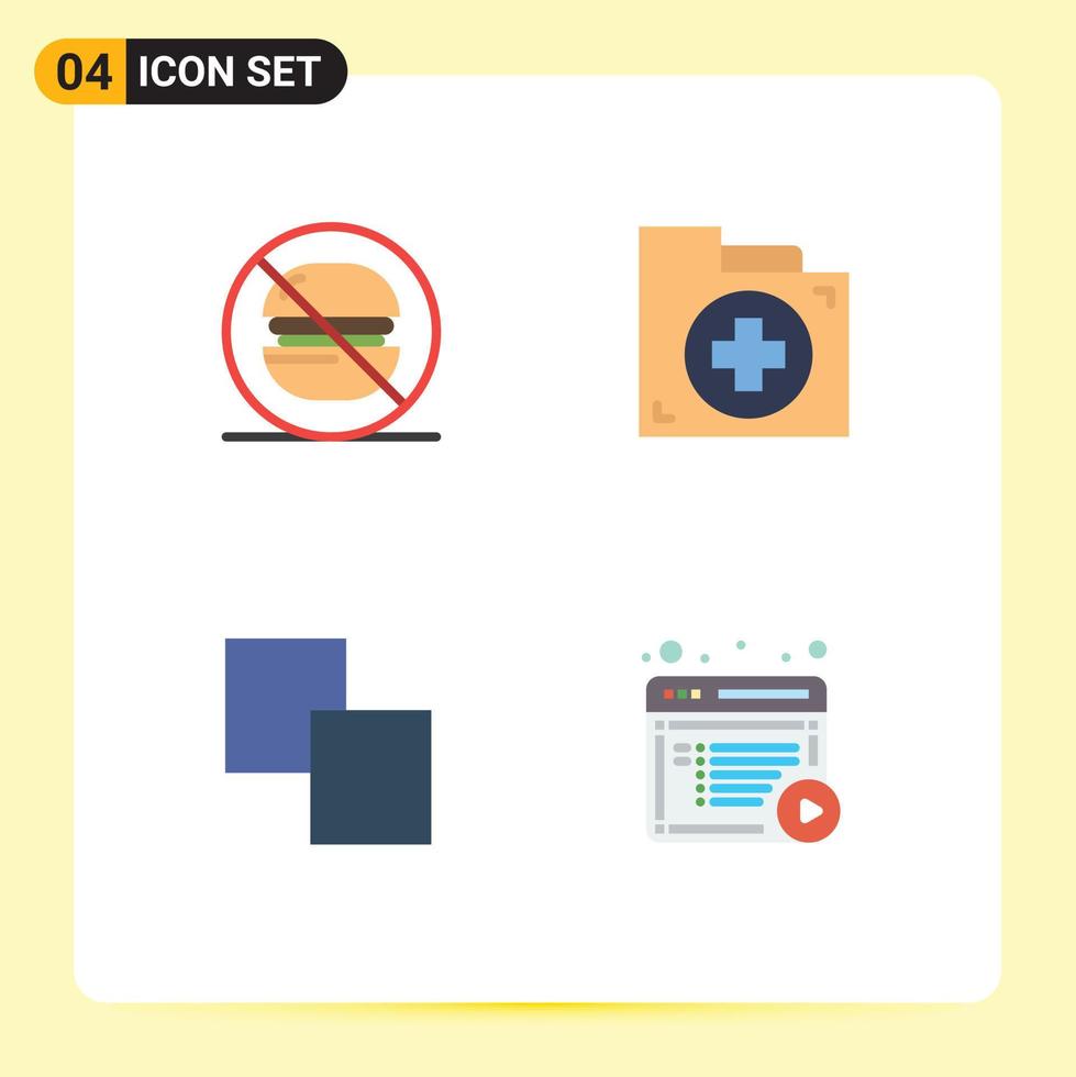 Pictogram Set of 4 Simple Flat Icons of fast clone no document layers Editable Vector Design Elements