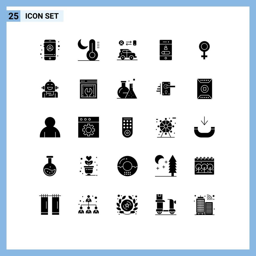Set of 25 Modern UI Icons Symbols Signs for symbol telephone transport smartphone mobile Editable Vector Design Elements