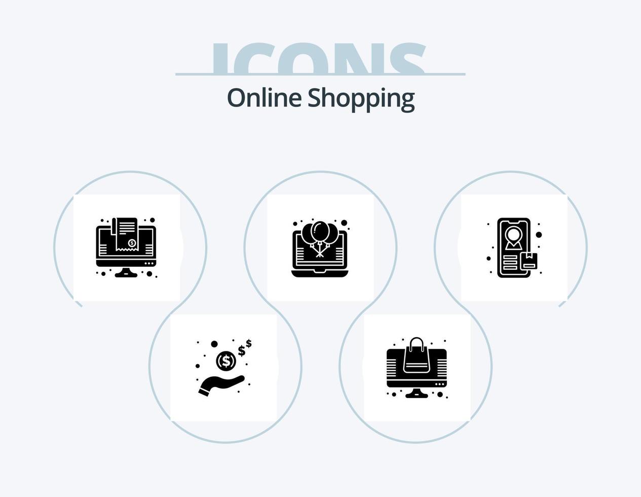 paquete de iconos de glifos de compras en línea 5 diseño de iconos. porcentaje. oferta. cuenta. descuento. vector