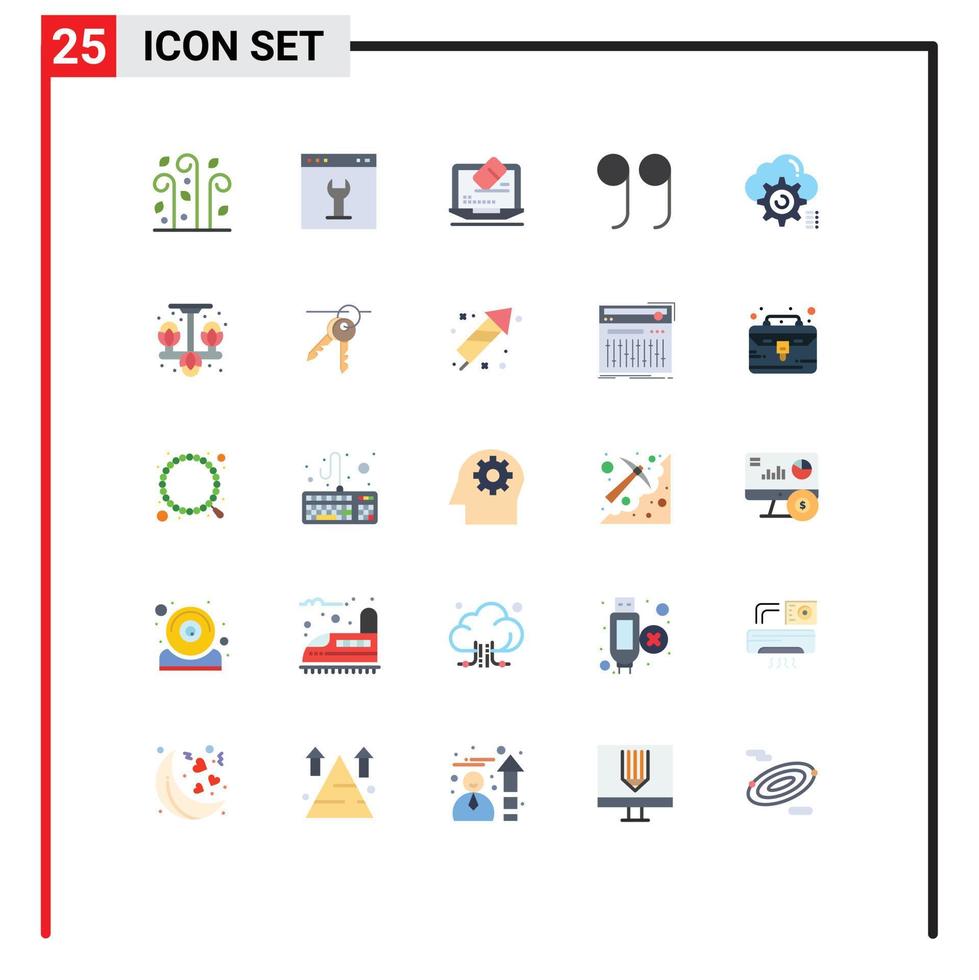 Set of 25 Modern UI Icons Symbols Signs for cloud gear setting quotes screen Editable Vector Design Elements