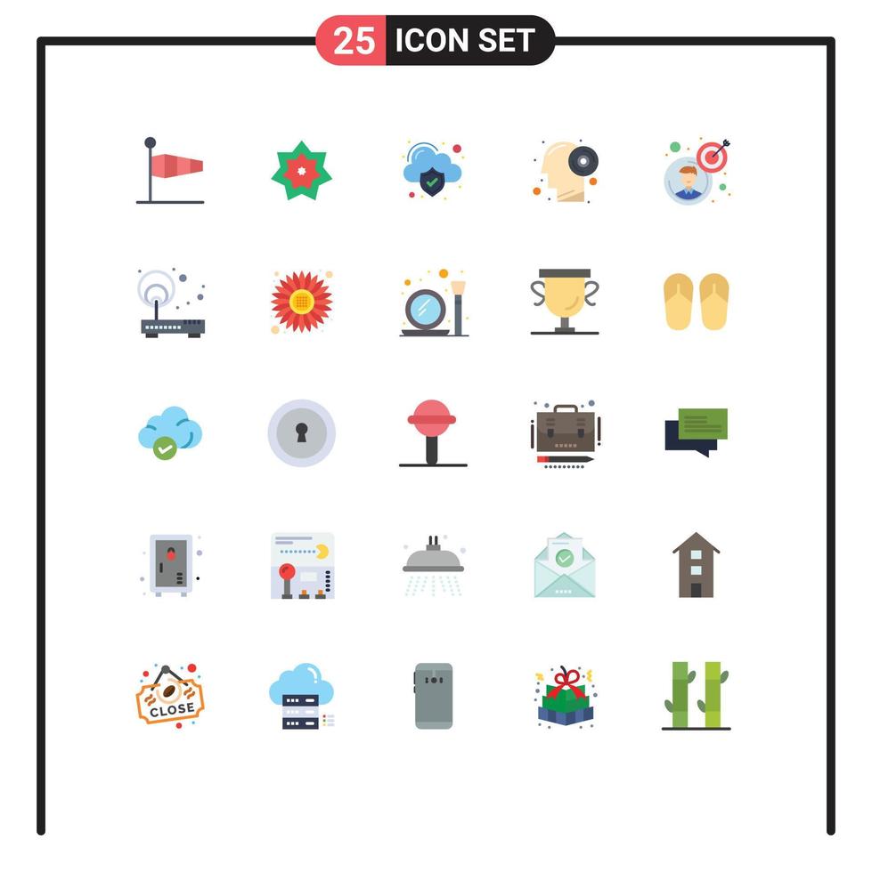 Set of 25 Commercial Flat Colors pack for business thinking month brain cloud computing Editable Vector Design Elements