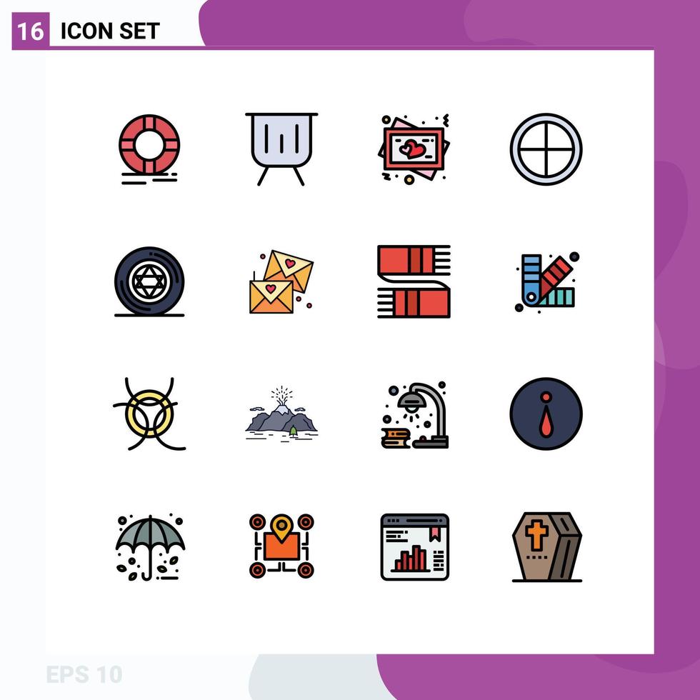 16 User Interface Flat Color Filled Line Pack of modern Signs and Symbols of soldier badge performance army love Editable Creative Vector Design Elements