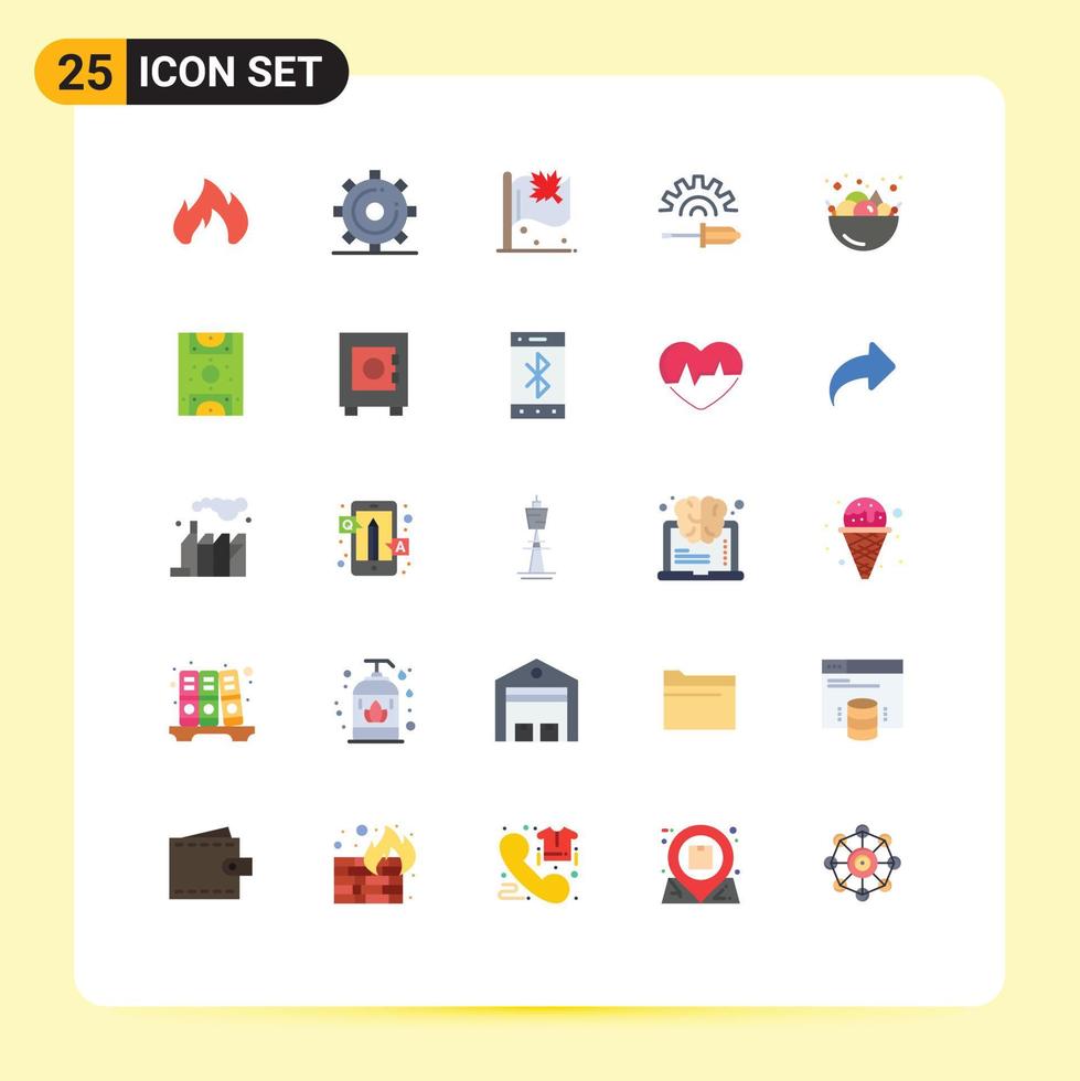 Group of 25 Modern Flat Colors Set for food screw search driver sign Editable Vector Design Elements